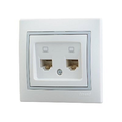 Розетка 701-0215-141компьют. СУ 2 мест.бел. сер.(RJ45)
