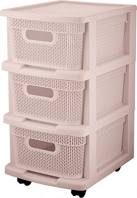 Комод Keeplex Ajur с корзинами на колесиках трехсекц компакт 37х30х52см бежевый топаз KL379522005