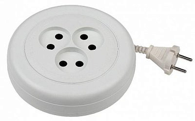 Удл-ль-рулетка ЭРА 3метра УХ6-103 круглый, 3 гнезда ШВВП 2х0,75 UR(6)-3-3m  5141