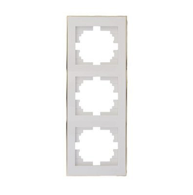 Рамка 3 места , вертикальная , белая/золото 703-0226-153 