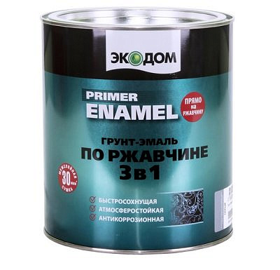 Грунт-эмаль по ржавчине Экодом 3 в 1 Белая 0,9кг