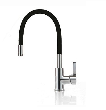 Cмеситель для кухни Ledeme L4898-2  с силиконовым изливом, черный,хром 