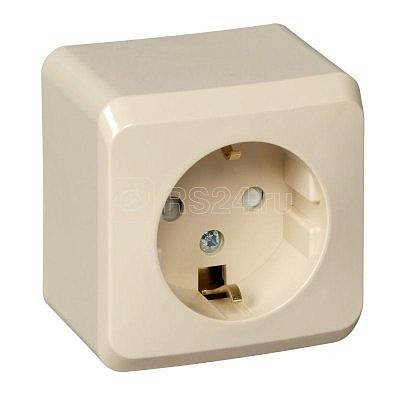 Розетка 1-м ОП 16А с/з c защитными шторками крем SchE PA16-004K