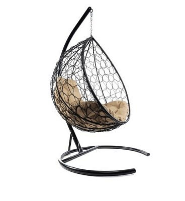 Качели КОКОН Капля Ротанг (ЧЕРНЫЙ) (Стойка 186,Кресло 106х98х72)