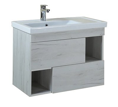 Тумба подвесная Оника Санторини 80.13 без раковины дуб белый крафт