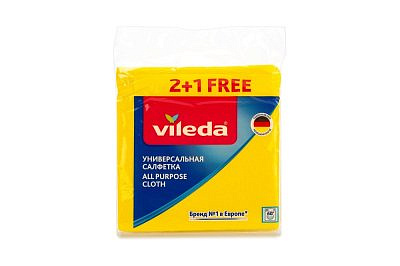 Салфетки VILEDA универсальные вискоза 2+1шт 168821/7109185