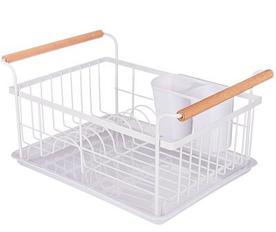 Сушилка для посуды с деревянными ручками AGNESS белая 36*26*16,5 см 917-100