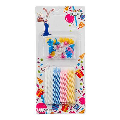 Свечи для торта 24 шт, 4 цвета ВЕСЕЛЫЙ РОДЖЕР 