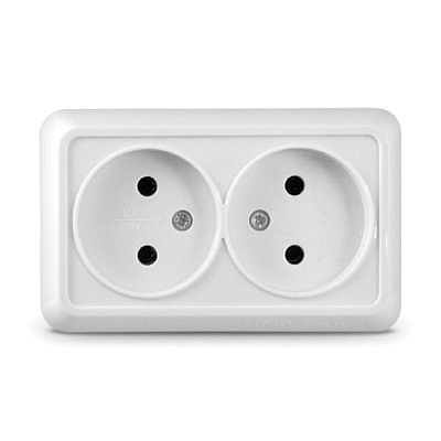 Розетка UNIVersal Олимп ОУ 2 мест. бел. (керам.осн.) О0102