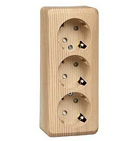 Розетка 3-ая ОП 16А с/з шторки сосна SchE PA16-012D