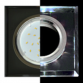Светильник Ecola GX53-H4 LD5311 стекло, Квадрат с подсветкой 4К , скошенный край Черный/Хром зеркальный  38x120 