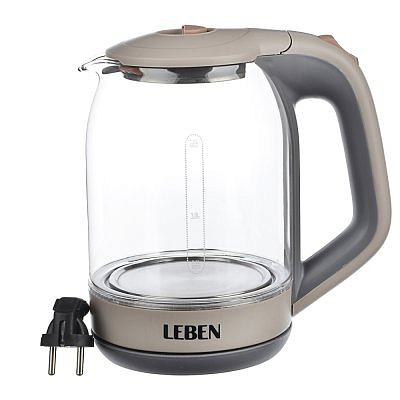 Чайник электрический LEBEN со стеклянной колбой 1,8л 1850 Вт 291-086 