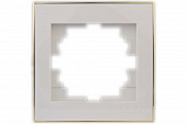 Рамка 1-местная Lezard Rain Белый горизонтальная с боковой вставкой золото 703-0226-146