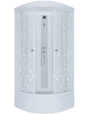 Душевая кабина Мозайка 100*100 А, ДН4,низкий поддон, стекло МОЗАИКА, сифон