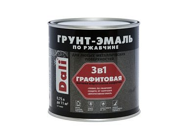 Грунт-эмаль по ржавчине Dali 3 в 1 Графитовая серо-синяя 0,75л
