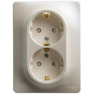 Розетка 2-м без заземления в сборе перламутр SchE GLS000620