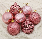 Набор шаров пластик d-6 см, 12 шт "Лилиан" розовый 4316803