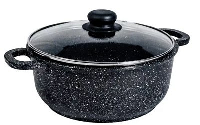 Кастрюля ОРИОН 3л с антипригарным покрытием со стеклянной крышкой  Гардарика КС300-04