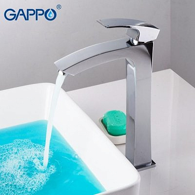 Смеситель для раковины Gappo G1007-11 высокий. хром Ф35 гайка