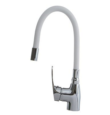 Смеситель кухня MELODIA Ostessa картридж д.40мм гибкий излив бел. MDV 40615White без гибкой подво