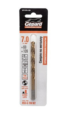 Сверло по металлу ц/х 7.0*69*109мм HSS TIN Gepard GP1370-109