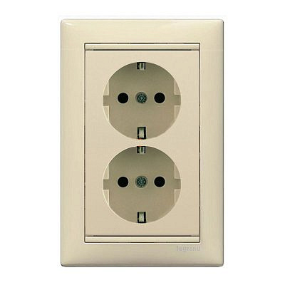 Розетка 2-м СП Valena в сборе с заземл. сл. кость Leg 774370 