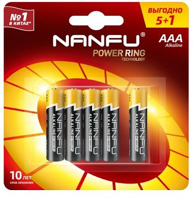 НАНФУ  LR03/286/ААА упак  6штук BL6  элемент питания Nanfu (цена за упаковку)