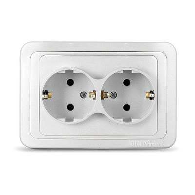 Розетка UNIVersal Валери СУ 2 мест. бел. (с/з, керам.осн.) В0128