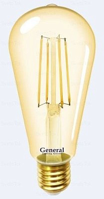 Е27 13W 2K 64х140 филамент (нитевидная) золотая 686900 General LOFT димм. ST64S E