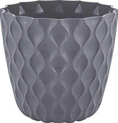 Горшок для цветов InGreen Wave d205 4,7л с дренажной сеткой и съемным поддоном, Вулканический серый  IG650310026