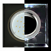 Светильник Ecola GX53-H4 LD5311 стекло, Квадрат с подсветкой 4К , скошенный край Черный Хром/Черный 38x120 