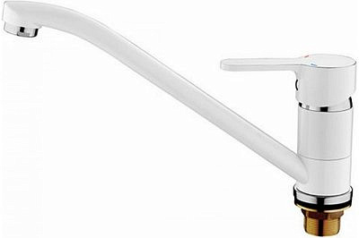 Cмеситель для кухни L4903W картридж 35 мм с гайкой белый  Ledeme