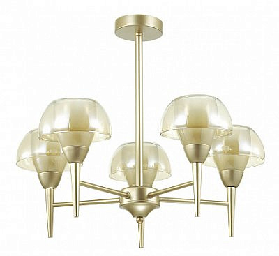 Люстра потолочная LIZBETH Сонекс 4446/5C LN20 156 матовое золото янтарный E14 5*40W