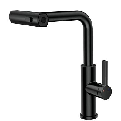 Смеситель для кухни RUSH TI3732-18Black Tinos с выдвижной лейкой