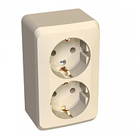 Розетка 2-м ОП 16А  с/з кремовая SchE PA16-007К