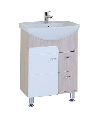 Тумба Стиль 60.13 2 ящика белая/ясень шимо без раковины  /Оника/