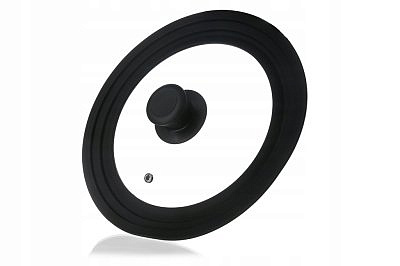 Крышка стеклянная TimA 48182022BL с силиконовым ободом на 3 размера 18-20-22см черная