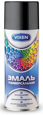 Эмаль универсальная чёрная аэрозоль 520мл VIXEN