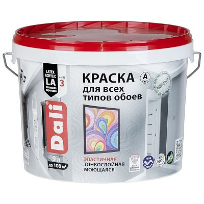 Краска DALI акриловая для обоев высокотиксотропная 9л