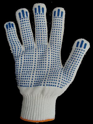 ALOE Перчатки х/б серые с ПВХ точка