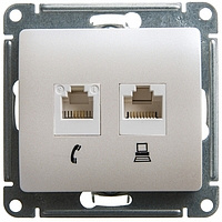 Механизм розетки телеф.+комп. 2-м RJ11+RJ45 перламутр SchE GLS000685