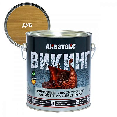 Гибридный лессирующий антисептик для дерева Акватекс-Викинг Дуб 2,5л