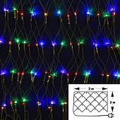 Гирлянда электрическая СНОУ БУМ сеть 224LED, 2x2м, мультицвет, 8 реж, ПВХ зел.провод, 220В