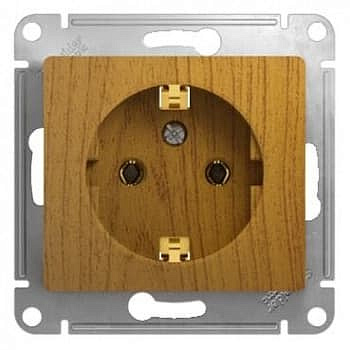 Механизм розетки 1-м с заземлением дерев. дуб SchE GLS000543