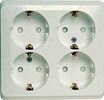 Розетка 4-м ОП 16А  с/з белая SchE PA16-208B