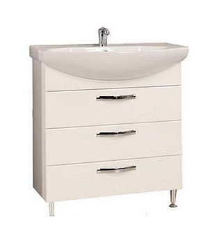 Тумба Акватон Ария 80 Н белая с раковиной Смайл 80