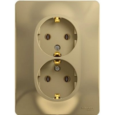 Розетка 2-м с заземлением в сборе титан SchE GLS000424