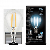 Лампа Gauss LED-F Globe  9W/4100  E14 прозрачная