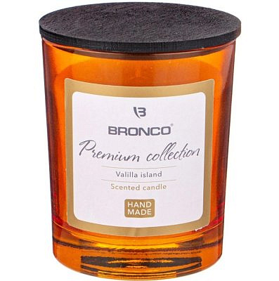 Свеча BRONCO в стакане с крышкой ароматизированная янтарная 9,5*8 см 315-372