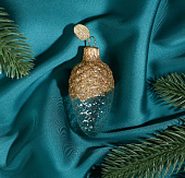 Ёлочное украшение "Шишка в снегу", прозрачная, золотая, в подарочной упаковке, h-8см 10111122